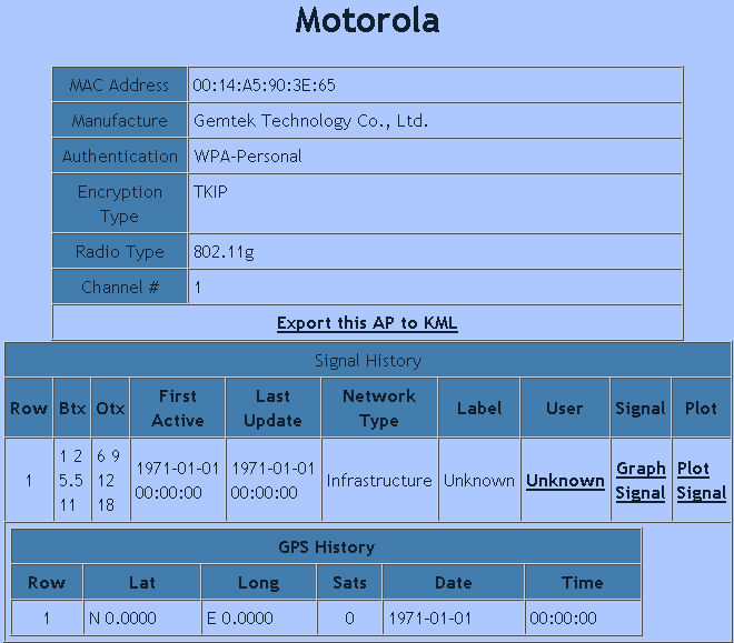 screen shot of AP with only one row, where in the users import list it says it has 3 rows of Signal